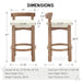 Bar Stools Set of 2, 26" Linen Fabric Upholstered Counter Height Bar Stools, Modern Barstools Counter Stools with Wood Legs for Kitchen Island Dining Room Bar, Beige