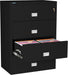 Lateral 38 Inch 4-Drawer Fireproof File Cabinet with Key Lock, Water Seal, Black,