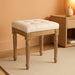 Ottoman Stool, 18.5 in High, Beige, with Padded Seat, Wood Frame, Button Tufted, for Dining, Living Room, Bedroom, Piano, Dressing, Vanity, Foot Rest