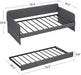 Twin Daybed with Trundle Bed Twin, Linen Upholstered Day Bed with Arm and Backrest, No Box Spring Needed Daybed, Twin Size Day Bed Gray