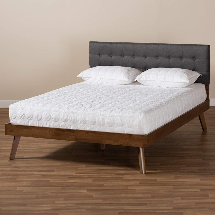 Beds (Platform), Queen, Dark Grey/Walnut