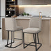 Counter Height Bar Stools Set of 2, 24 Inch Seat Height Bar Chairs for Kitchen Island, Linen Fabric Upholstered Barstools with Metal Feet for Dining Room, Sand Color