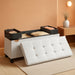 Storage Ottoman, Storage Bench with Legs, 15 X 43 X 15.7 Inches, Ottoman Bench, 30 Gal. (112 L), Synthetic Leather, for Living Room, Entryway, Cloud White ULSF0514W02