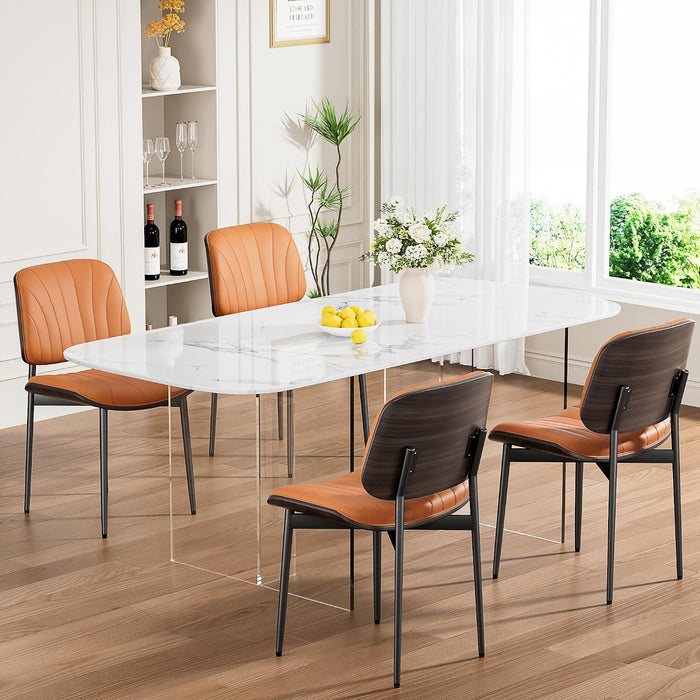 Dining Chairs Set of 2, Mid-Century Modern Kitchen Chairs, Orange