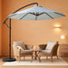 10FT Cantilever Patio Umbrella with Base Included, 360° Rotation Outdoor Offset Umbrella Bonus Fix Frame & Weights Bag for Backyard, Deck, Poolside (Gray)