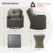 3 Pieces Wicker Patio Bistro Set, Outdoor Furniture Set with 2 Pieces Rattan Rocking Swivel Chairs, Thickened Cushions and Side Table, Brownish Grey Cushions with Grey Wicker