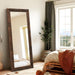 58X22In Full Length Mirror, 3-Tier Stepped Solid Wood Frame, Brown