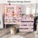 61" Make up Vanity Desk with Mirror and Lights, Pink Vanity with 8 Wide Storage Drawers & 2 Tier Shelves, 3 Lighting Modes with Adjustable Brightness for Bedroom