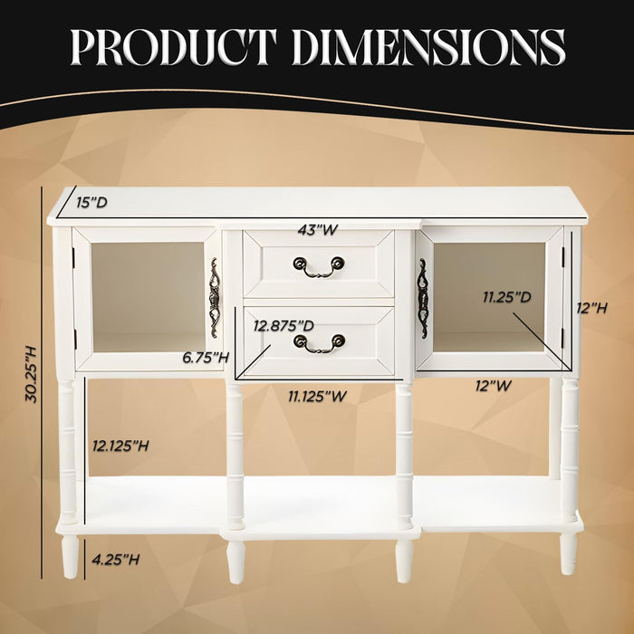 Wood Buffet Sideboard Cabinet Console Table, Cream White