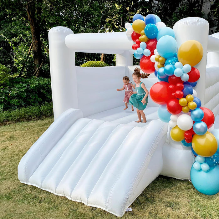 White Bounce House for Kid and Adult Large Indoor Outdoor Bouncy Castle Theme for Kids 133.86 X 96.46 X 74.02 Inch Big Playhouse for Party