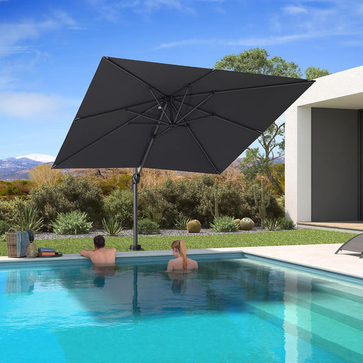 Poolside Shade Umbrella 8' X 8' Low Seating Areas Grey | Perfect Poolside Shade, Raise & Lower Canopy, Adjustable Tilt, Poolside Design, Lower Shade Coverage for More Cooling Comfort