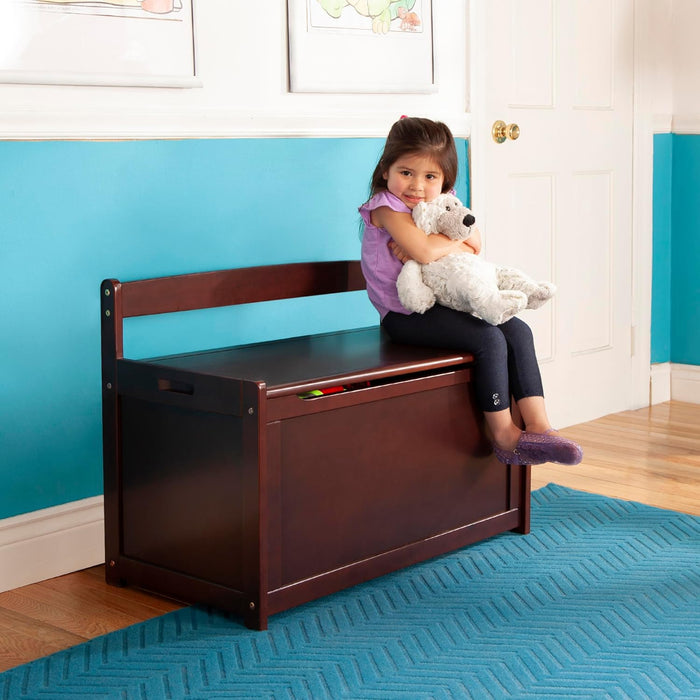 Espresso Contemporary Toys Chest Safety Hinged Lid