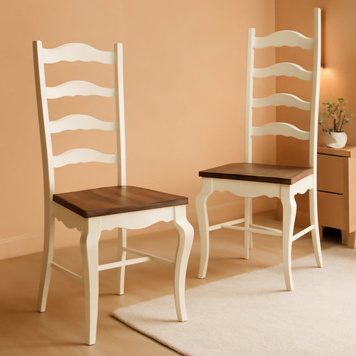 Home Styles French Countryside Oak/White Pair of Chairs with Distressed Oak and Rubbed White Finish 16.5D X 17.75W X 18H In