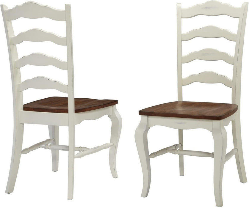 Home Styles French Countryside Oak/White Pair of Chairs with Distressed Oak and Rubbed White Finish 16.5D X 17.75W X 18H In