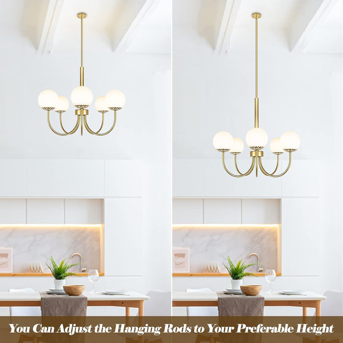 Gold Sputnik Chandelier Pendant Light Frosted Glass