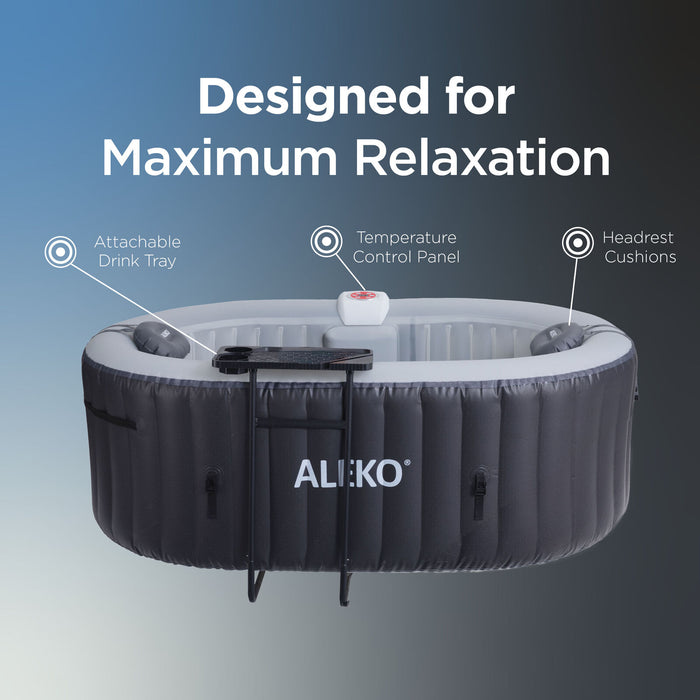 ALEKO Oval Inflatable 2 Prs Hot Tub 145 Gallon 100 Bubble Jets Black Diamond