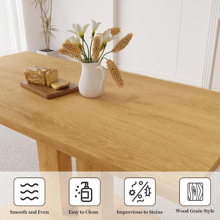 Modern Dining Table, 46'' Oak Table | Rectangular Kitchen Table with Oak Finish, Compact Dining Room Table for 4, Sturdy Construction for Home, Apartment
