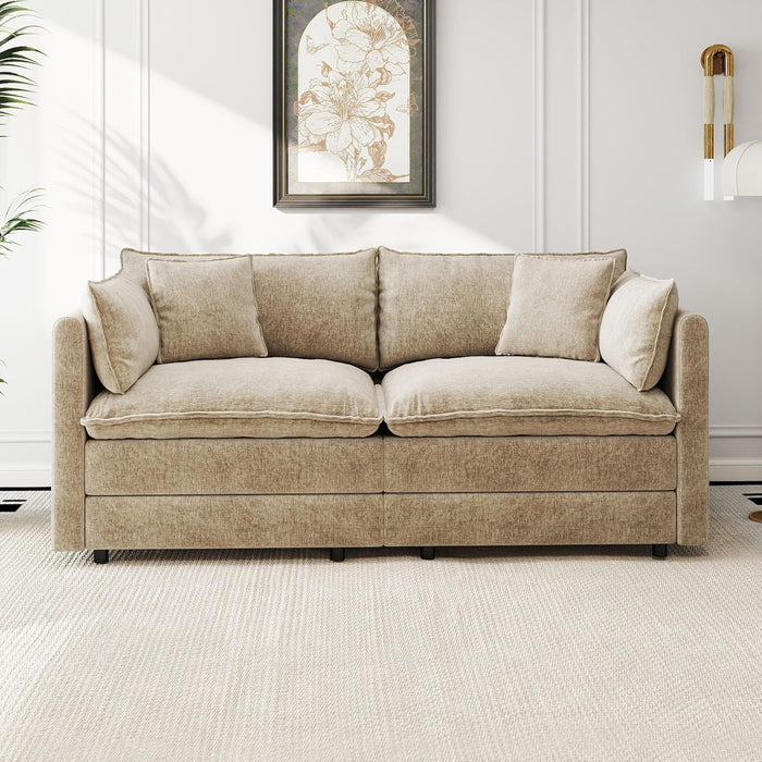 Convertible Modular Sectional Sofa 77Inch Camel Deep