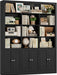 70.9" Bookcase Tall Bookshelf with Doors, Triple Wide Bookshelves