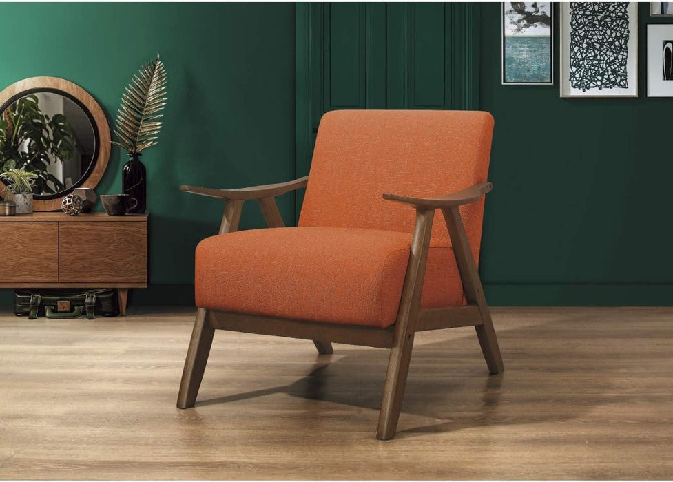Orange Mid Century Modern Upholstered Accent Chair