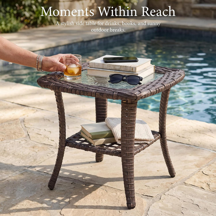3 Piece Patio Furniture Set, Swivel Rocking Recliner Chairs with Footrests