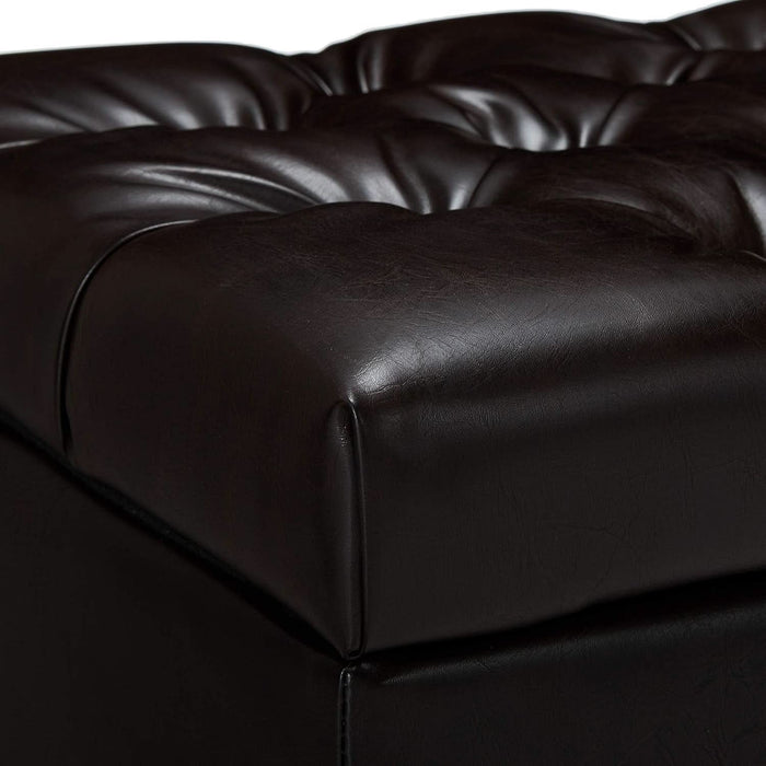 Ottilie Leather Storage Ottoman, Brown