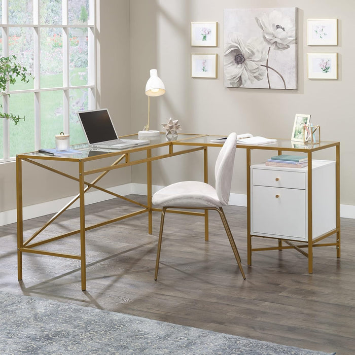 Harper Heights L-Desk, White Finish
