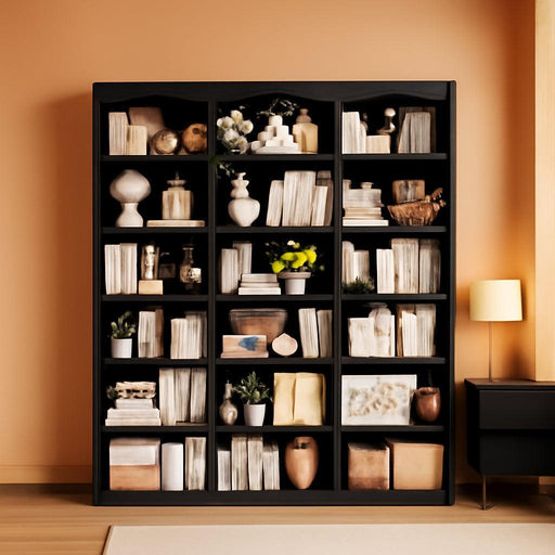 71" Triple Wide Bookshelf, 6 Tier Tall Bookshelf, Large Book Shelf with Curved Baffle, 63.4" Wide Bookcase with 18 Open Display Shelves for Living Room, Study, Black