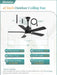 42" Outdoor Ceiling Fan with Light for Patios, IP65 Waterproof Gazebo Fan, Plug in Ceiling Fan with Remote, 3CCT 6-Speed Black Ceiling Fan with Hanging Hook for Porch, Pergola,Canopy