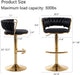 Velvet Bar Stools Set of 3, Counter Height Barstools with Low Back, Gold Swivel Bar Stool for Kitchen Island, Pub (Black)