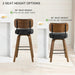 Swivel Bar Stools Set of 3, 26" Counter Height, Beige Grey | Walnut Wood Legs, Upholstered Seat, Supportive Backrest, Easy-Clean Faux Leather, Mid-Century Modern, 4-Inch Cushion
