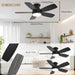 42Inch Ceiling Fans with Lights, Low Profile Ceiling Fan with Light and Remote Control, Flush Mount, Reversible DC Motor, Dimmable, Quiet, Black Small Ceiling Fan for Bedroom Indoor/Outdoor Use