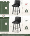 Swivel Bar Stools, 26''H Upholstered Barstools with Backs, Modern Counter Height Bar Stool Chairs for Kitchen Island, Metal Legs (Black- Faux Leather, Set of 3-26" H)