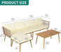 4 Pieces Patio Furniture Set, Outdoor Rattan Woven Conversation Sectional L-Shaped Sofa for Backyard, Porch, Boho Detachable Lounger with Cushions and Side Table - Beige