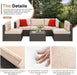 6 Pieces Patio Furniture Set Outdoor Couch Wicker Sectional Sofa, Beige