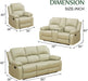 Leather Recliner Sofa Set，Leather Reclining Sofa Set for Living Room Furniture Sets，Beige Recliner Couch Set for Living Room/Office/Theater Seating(Sofa Set 3 Pieces)