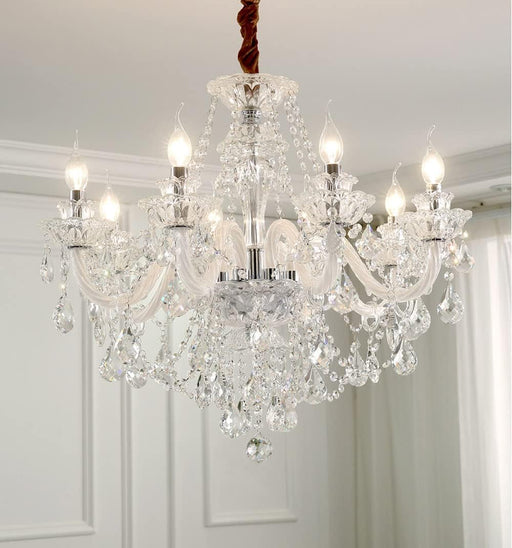 K9 Clear Crystal Chandelier 28InchDiameter 8Light Pendant