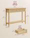 Console Sofa Table, Narrow Entryway Table, 2 Drawers, Open Storage Shelf, Rounded Corners, for Living Room, Boho Style, Oak Beige ULNT016YC01S