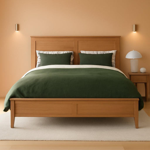 Modern Solid Wood Queen Size Platform Bed with Headboard,No Box Spring Needed,Easy Assembly,Natural