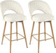 Swivel Bar Stools Set of 2, Counter Height Barstools for Kitchen Island, 26" Seat Height Bar Chairs for Dining Room, Velvet Upholstered Bar Stool with Back and Footrest, White