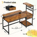 48" Computer Desk with Power Outlets & LED Lights, Gaming Desk with Drawer & Storage Shelves, Reversible Home Office Desk with Monitor Stand, for Living, Study Room, Gaming Room, Rustic Brown