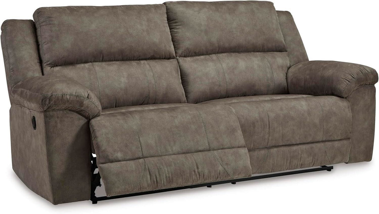 Laresview Contemporary Faux Leather Manual 2 Seat Reclining Sofa, Gray
