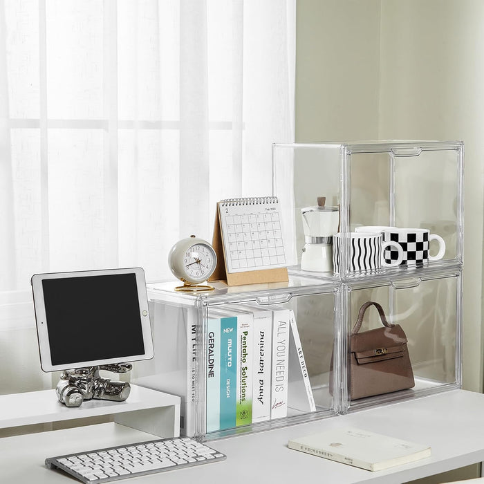 Stackable Cube Storage Organizer Clear Display Case