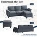 79"Convertible Sectional Sofa, L Shaped Couch Reversible Chaise for Living Room Modern Linen Fabric Dark Gray