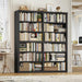 73" Tall Double Wide Bookshelf, 63" W 6-Tier Open Shelves, Black | Large Bookshelf and Bookcase, 12 Display Shelves, Modern Wood Book Shelf with Storage for Library, Home Office, Living Room