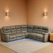 Breathing Leather Reclining Sofa Set,Power Recliner Sectional Couch with LED Light,Modern Living Room Furniture Set,Reclining Sectional Couch Set with USB Port/Storage for Home/Home Theater