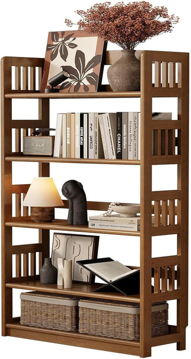 5-Tier Solid Wood Open Bookcase,Modern Display Bookshelf,Farmhouse Wide Etagere Bookcase, Freestanding Storage Cabinet for Study Room Office Living Room Flower Rack