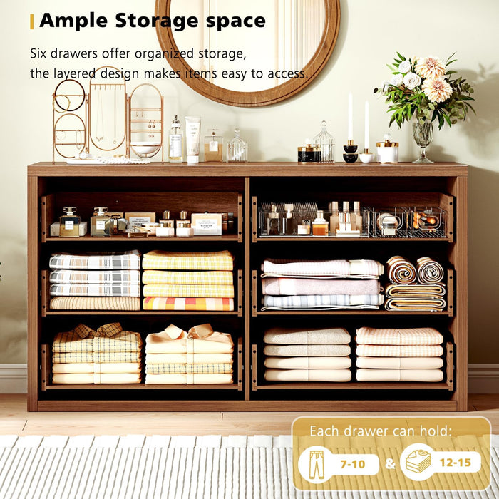 FiftyFiveInch Dresser Saddle Brown Storage Cabinet