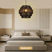 Black Boho Rattan Chandelier With Handwoven Shades