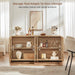 65" Sideboard Buffet Cabinet with Arched Glass Doors, Natural | Modern Wood Sideboard, Spacious Storage Credenza, Adjustable Shelves, Living Room Accent Cabinet, Dining Room & Entryway Use